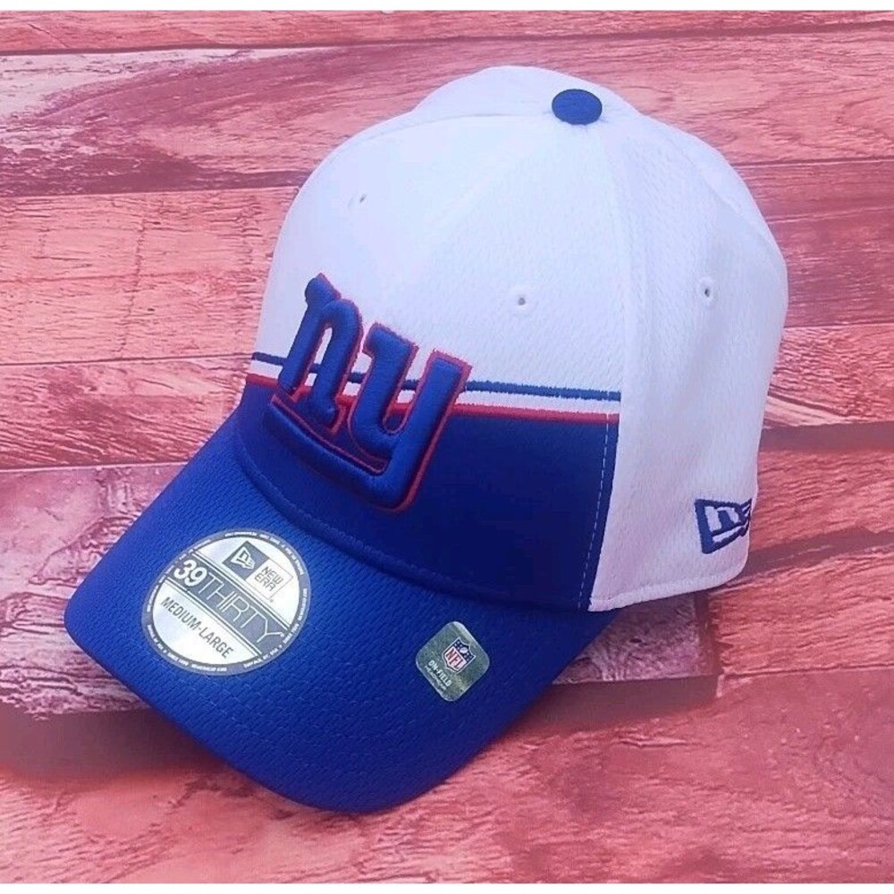 New Era 39THIRTY New York Giants NFL Men Sz M/L Flex Fit Hat Cap White Blue